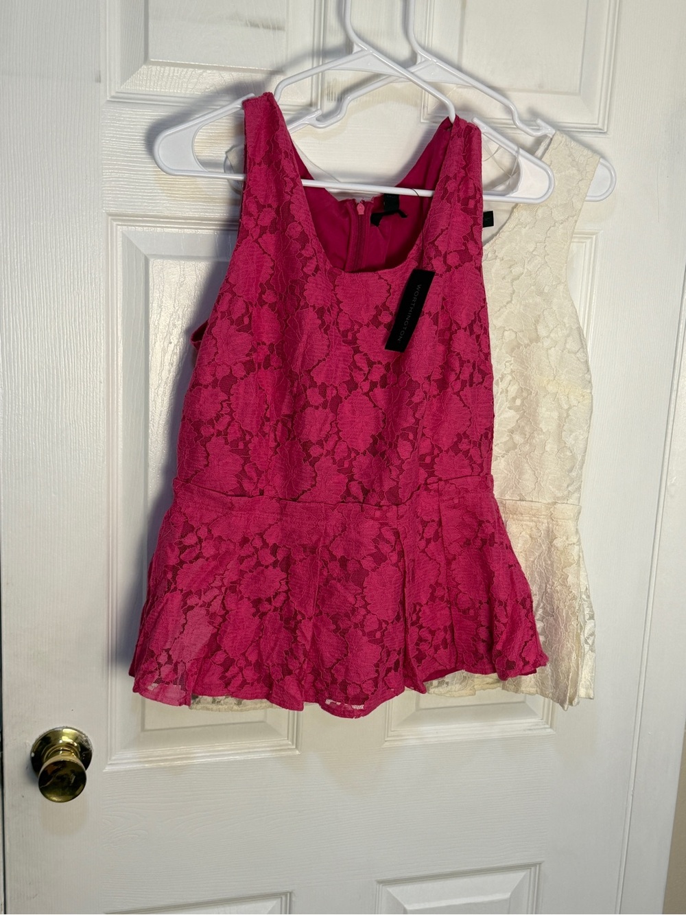 Sleeveless Fuchsia Lace Peplum Top - Worthington LT bundle NWT